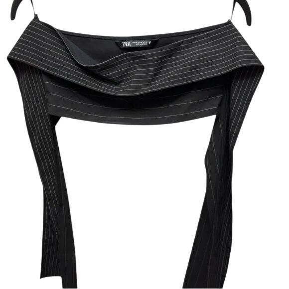 Zara black pinstripe strapless multi-position bandeau crop top size XS - Picture 6 of 9